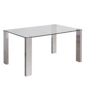 mesa de comedor de cristal y patas metal 140x90x76cm