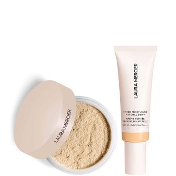 Laura Mercier Mini Translucent Loose Setting Powder Ultra Blur and Tinted Moisturiser Natural Dewy SPF 30 Duo (Various Shades) - 1W Blonde