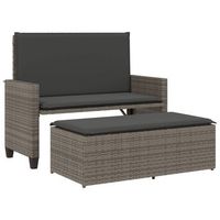 banco de jardin  silla de jardin con cojines y reposapies ratan sintetico gris
