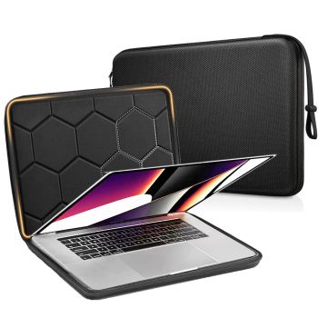 Bolsa para ordenador portátil de 13, 14 y 15,6 pulgadas, bolsa para ordenador a prueba de golpes, funda protectora de EVA impermeable, color negro con correas