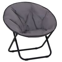 outsunny silla de platillo plegable silla de luna con asiento de tela oxford y estructura de metal carga 120 kg 80x80x75 cm gris   aosom espana