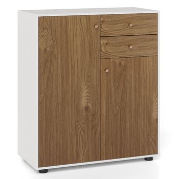Costway Aparador Buffet para Cocina con 2 Cajones 2 Puertas y 3 Estantes Ajustables Estilo Rústico Moderno para Comedor y Sala de Estar Natural