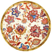 plato grande de melamina con estampado de flores indias o 28 cm