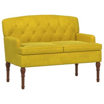 Sofá Amoroso Con Botones Acolchados Amarillo Claro Terciopelo Vidaxl