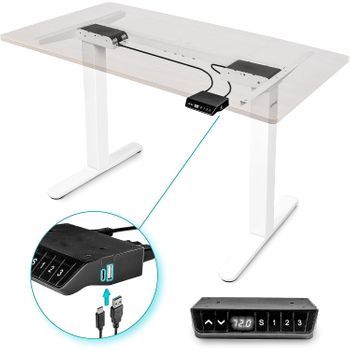 Marco De Escritorio Elã©ctrico Ajustable 72-120cm, Memorias De Altura Y Mã¡x 80 Kg - Duronic Tm61 We