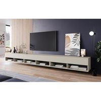 mueble de tv lowboard a 300 cm mueble de television mueble de salon sin iluminacion led color beige cachemir