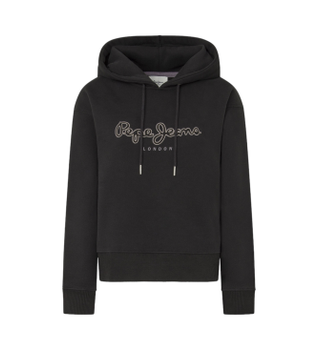 Pepe Jeans para mujer. PL581459 Sudadera con capucha Frida negro (L), Casual, Algodón, Sostenible