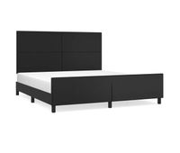 estructura de cama con cabecero cuero sintetico negro 160x200cm diseno plano