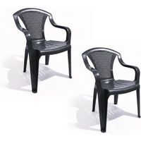 set de sillas plasticas para terraza jardin patio playa camping exterior apilables 2x gris antracita