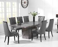 crema 220cm grey marble dining table with angelica chairs
