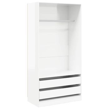Armario De Madera Contrachapada Blanco Brillo 100x50x200 Cm Vidaxl
