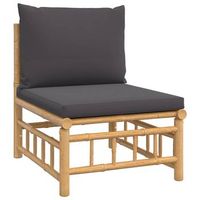 sofa central de jardin bambu con cojines gris oscuro vidaxl