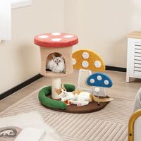 arbol para gatos 4 en 1 torre forma hongo condominio plataforma poste sisal tabla rascar bola resorte multicolor
