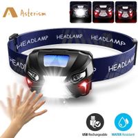 linterna frontal potente con sensor de movimiento del cuerpo linterna led recargable por usb linterna de camping luz de flash 8 modos