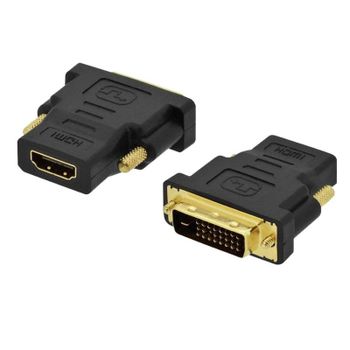 Adaptador Ewent EC1371 DVI-D 24+1 Macho a HDMI Hembra Blindado Negro 30g