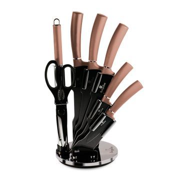 Juego Cuchillos Cocina Profesional Hoja Acero Inoxidable, Cocinero, Cebollero, Santoku Tijeras Oro Rosado  Berlinger Haus Rose Gold