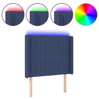 cabecero cama  panel de cabecera con led de tela azul 93x16x118128 cm