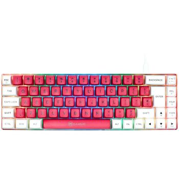 Teclado mecánico GAMIAC TKL69G Kailh Red Hot-Swap RGB 1000Hz Blanco/Rosa TKL
