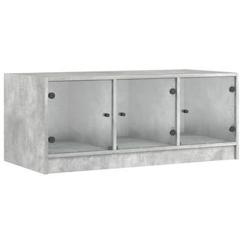 Mesa De Centro Con Puertas De Vidrio Grs Hormigón 102x50x42 Cm