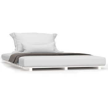 Estructura De Cama Madera Maciza De Pino Blanco 140x200 Cm Vidaxl