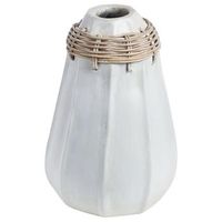 jarron de terracota blanco beige 30 cm natural flores artificiales kampar