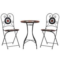 juego de bistro  conjunto de mesa y sillas de mosaico de hierro ceramica terracota blanco
