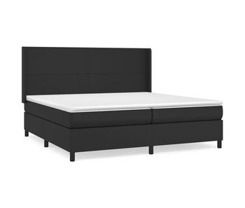 Cama box spring con colchón cuero sintético negro 200x200 cm diseño plano