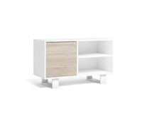 mueble tv 100 con puerta izquierda salon comedor modelo wind color blanco y roble 95x40x57cm