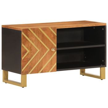 Mueble Tv | Mueble De Salón | Armario Tv Madera De Mango Marrón Negro 80x31,5x46 Cm