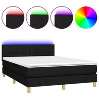 estructura de cama led con cabecero con somier colchon 140x190 cm tela negra tdl0209258