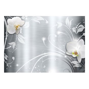 Papel Pintado 3d - Orchids On Steel (200x140 Cm)