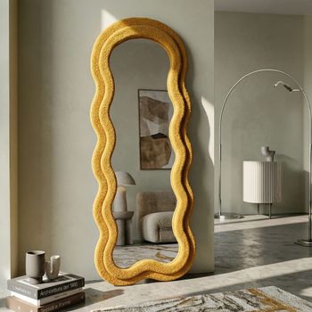 Espejo de pared bouclè mostaza cm 60x4x160