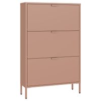 zapatero de 3 puertas en metal rosa