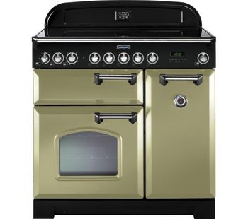 RANGEMASTER Classic Deluxe 90 Electric Induction Range Cooker - Olive Green & Chrome, Olive