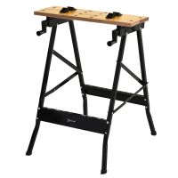 durhand mesa de trabajo plegable banco con abrazadera 2 manivelas como caballete de sierra carpintero hierro mdf 605x625x785cm   aosom espana
