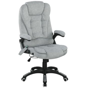 Vinsetto Silla Oficina con Masaje de 6 Puntos con Función Basculante con Calefacción Altura Ajustable 65x71x110-120 cm Gris
