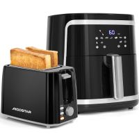 aigostar freidora de aire 7l 1900w  tostadora 2 rebanadas 750w multifuncion sin bpa con libro de recetas ideal para familias