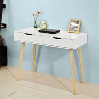 mesa de escritorio con 2 cajones blanco l90xh77cm
