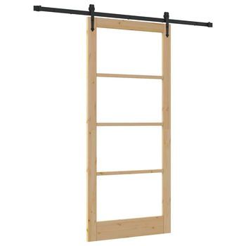 Puerta Corredera Natural Y Negro 93 X 211 Cm Vidaxl
