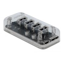 hub delock 4 puertos 5 gbps usb 32 gen 1 transparente con alimentacion