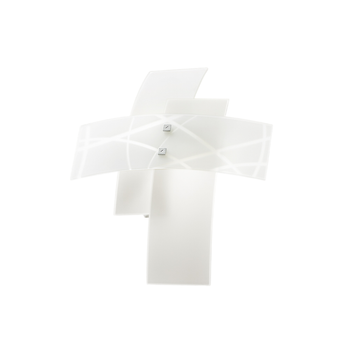Frida - Aplique De 2 Luces E14 En Vidrio Blanco Satinado - Estructura Cromada, Diseño Cruzado Moderno, Ip20, Máx 2x42w, Sin Bombillas