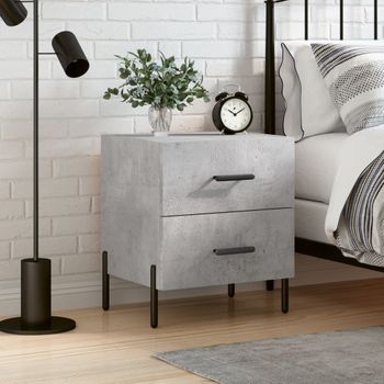 Mesita De Noche | Mesa Auxiliar | Mesilla Madera Ingeniería Gris Hormigón 40x35x47,5 Cm Cfw75733