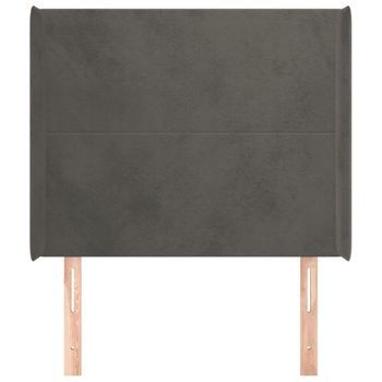 Cabecero Cama Mueble De Dormitorio Con Orejas De Terciopelo Oscuro 93 X 16 X 118/128 Cm Gris M02_0003961