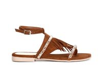 chanclas de ante con flecos y cadena de strass brown 37