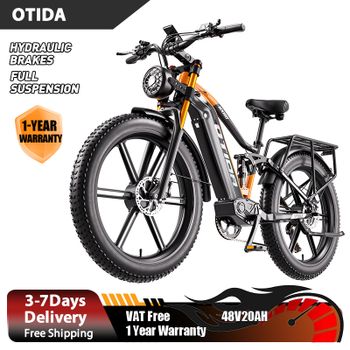 OTIDA NUEVA Bicicleta Eléctrica OT80 con Doble Motor, Neumáticos Gruesos de 26 Pulgadas, Batería Extraíble de 48V20Ah, Frenos Hidráulicos de 7 Velocidades, Bicicleta Eléctrica de Montaña para Adultos
