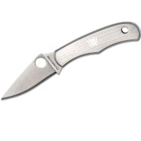 spyderco ste-c133p navaja de caza bug con hoja lisa de acero inoxidable 3cr13 de 33 cm de longitud y mango de acero inoxidable de color gris