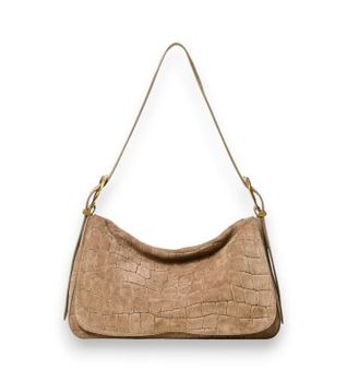 Twinset para mujer. 262TD8140 Bolso Liliane de ante con estampado de cocodrilo beige (OSFA), Casual, Piel, Taupe