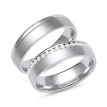 Alianzas de oro blanco o platino con 39 diamantes
