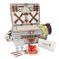 cesta picnic de mimbre angers beige para 4 personas
