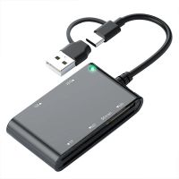 rocketek cr375-b lector de tarjetas 6-en-1 inteligente para tarjetas sim sd tf m2 ms con interfaz usb-ausb-c conectar